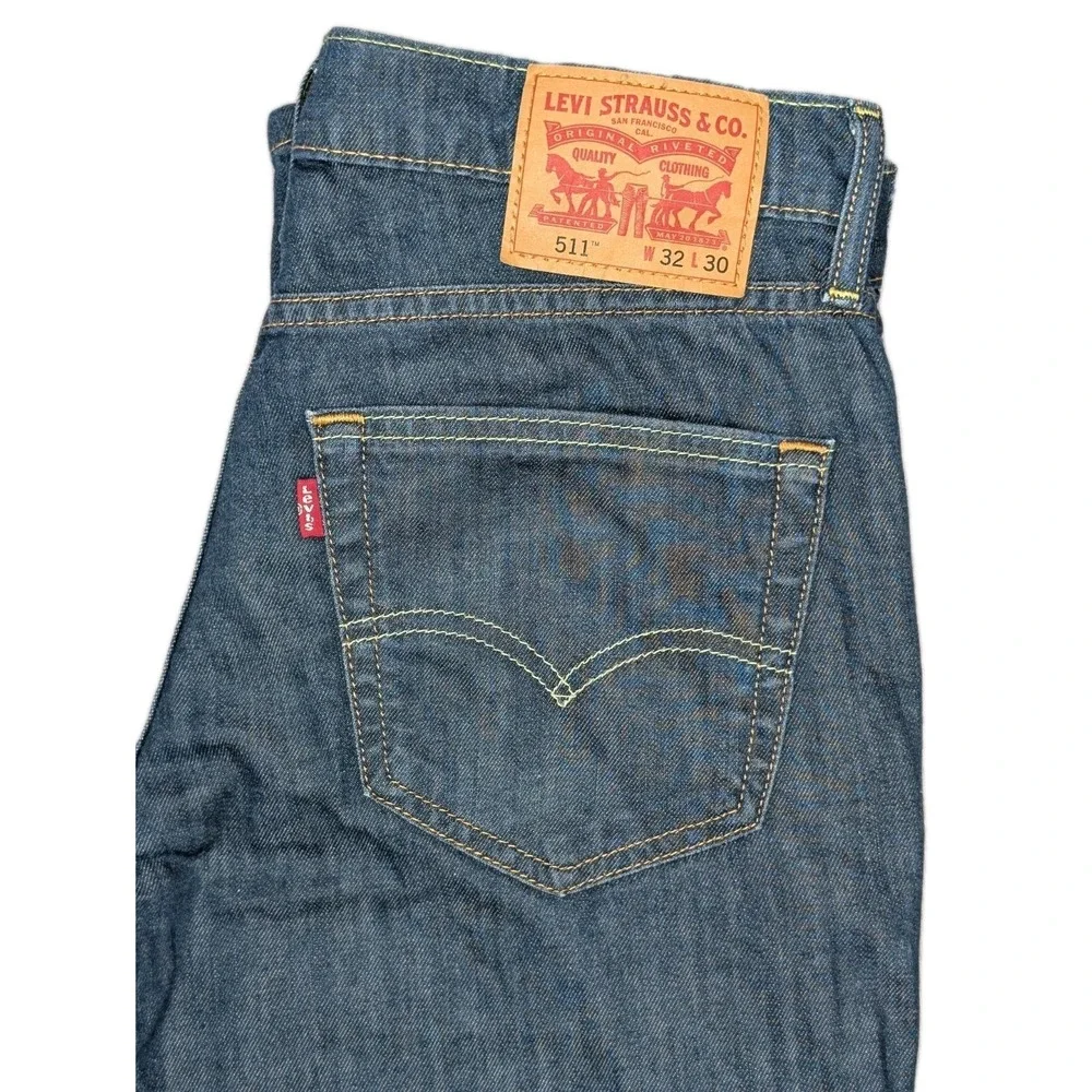 Levi's 511 Slim Jeans Men 32x30 Blue Medium Wash Straight Leg Denim